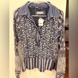 We The Free Navy and White Patterned Shirt